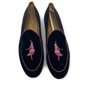 Journey West Loafers Flats Embroidered Ballerina Velvet Shoes Belgian Loafers 6